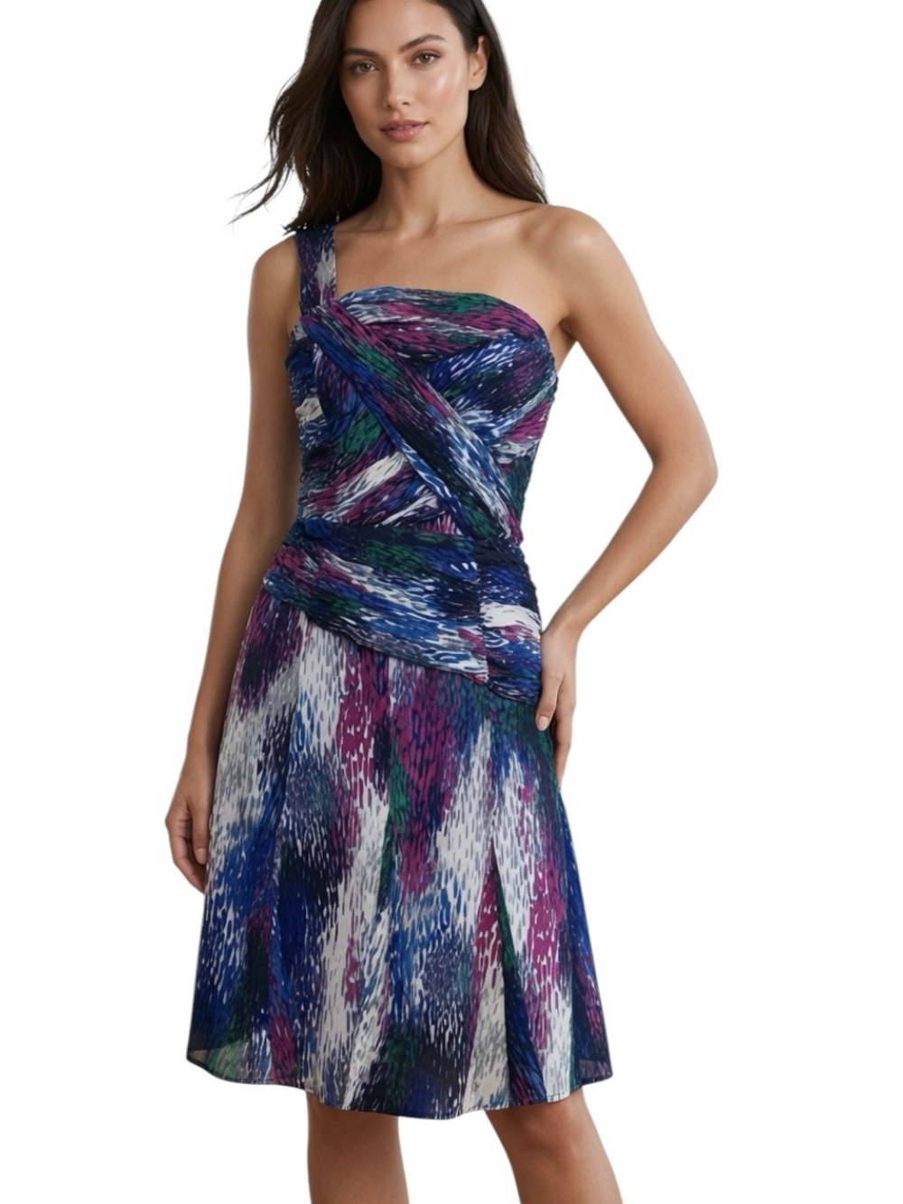 ET VOUS: One Shoulder Watercolor Dress - Size 10